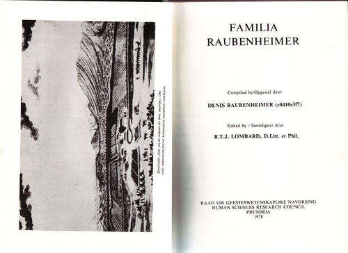 Familia Raubenheimer - deur RAUBENHEIMER  D  & LOMBARD R  T  J ed