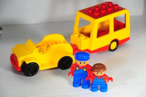 Vintage LEGO Duplo caravan, truck and family