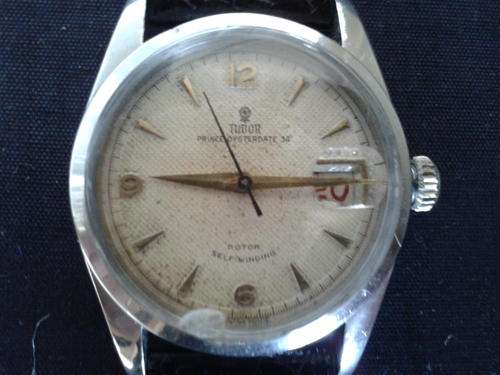 ROLEX TUDOR PRINCE OYSTERDATE 34 1950s HONEYCOMB WAFFLE DIAL RED DATE