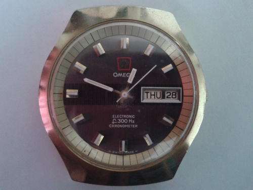 Vintage Omega F300hz Electronic Chronometer men's watch gold plated day/date (working)