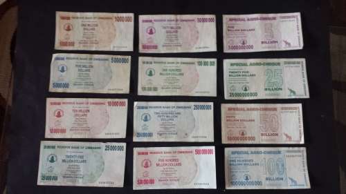 Zimbabwe dollar notes complete set from 1980 to 2009 ,series 1,2,3,4&5