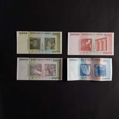 Complete of Zimbabwe dollar notes series 1,2,3,4,5 from first issue to 2009