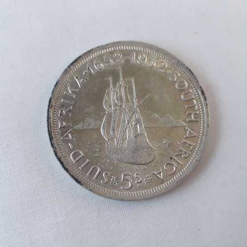 5 south africa five shilling coins 1952,1955,1956,1958,1960,
