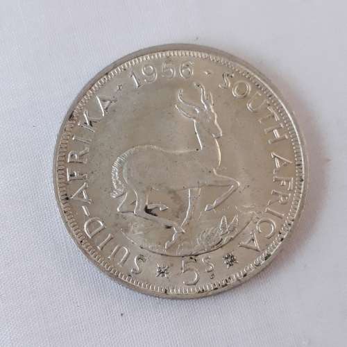 5 south africa five shilling coins 1952,1955,1956,1958,1960,