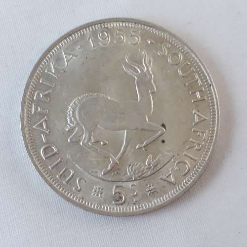 5 south africa five shilling coins 1952,1955,1956,1958,1960,