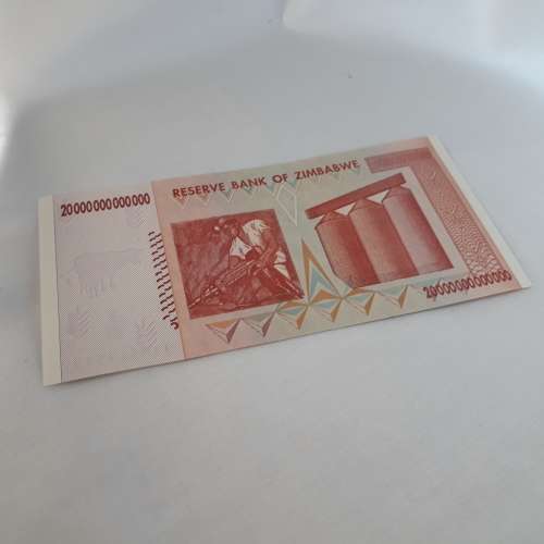 5 ZIMBABWE 20 TRILLION DOLLAR NOTES IN SEQUENTIAL ORDER UNC (5NOTES)