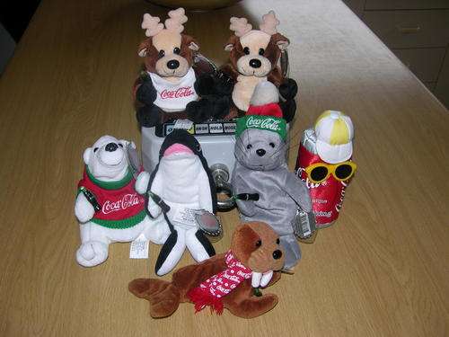 Brand New - Coca Cola 1997 Collection of Beanie toys with Coca Cola tags
