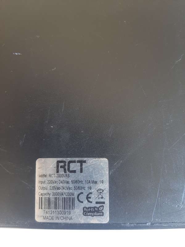 RCT 2000VA UPS - Switch on and off. No batteries