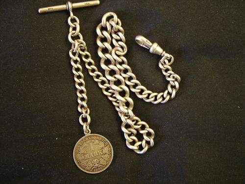 Silver hallmarked pocket watch chain. 1900 Era