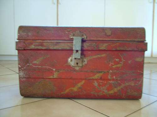 Old vintage metal trunk