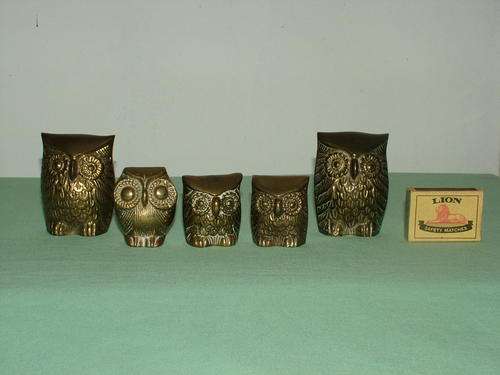 Job lot of pretty little owls made from brass