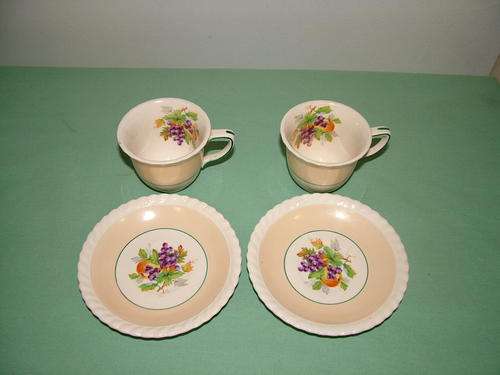 Vintage Johnson Bros. Pair of Teacups and saucers Fruit pattern