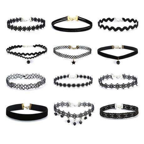 Chocker Sets, Outee 12 Pieces Black Velvet Choker Necklace Set Lace Jewelry