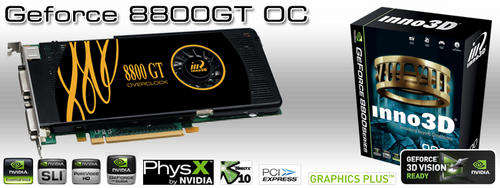 Inno3D Geforce 512Mb 8800GT Overclock edition graphics card