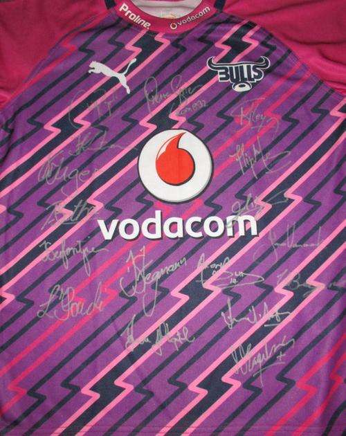 Bulls Super 15 Pink Jersey Signed 2013