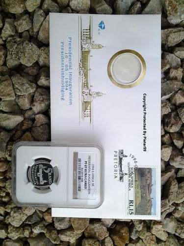 1994 PF69 Ultra Cameo Presidential Inauguration R5 Coin - WITH FDC - BUILDING IN FRONT -