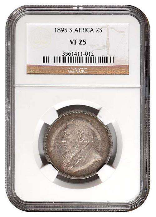 Very Fine - Key Date - ZAR 1895 Two Shillings - NGC Graded VF25 - Herns Value R7000