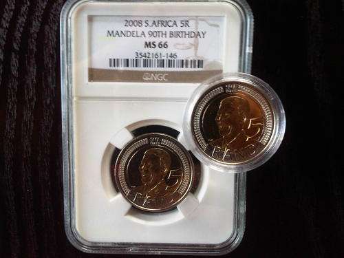 Combo 2008 Mandela 90th Birthday MS66 and One UNC R5 Capsulated Coin!!!
