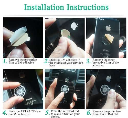 Magnetic Car Mount Kit Ball Holder For Smart Phones GPS and so on 360 Degrees Rotating (Black Color)