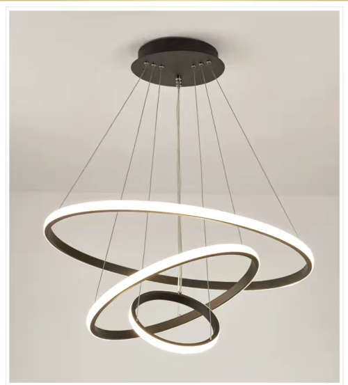 Modern Pendant Lamp Led Circle Ceiling Light(Black) - 3 Rings (20+40+60cm)