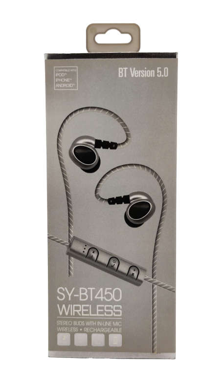 Bluetooth 5.0 Wireless Headphones - BT450 - Grey