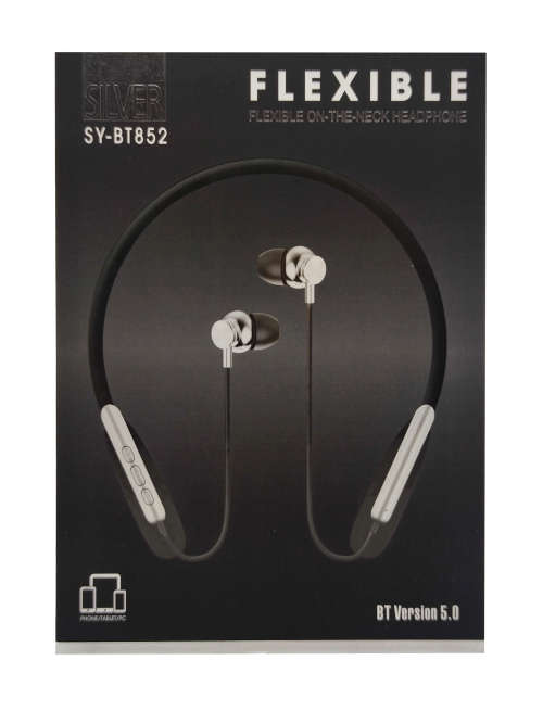 Bluetooth 5.0 Wireless Flexible on-the-neck Headphones - BT852 - Sliver