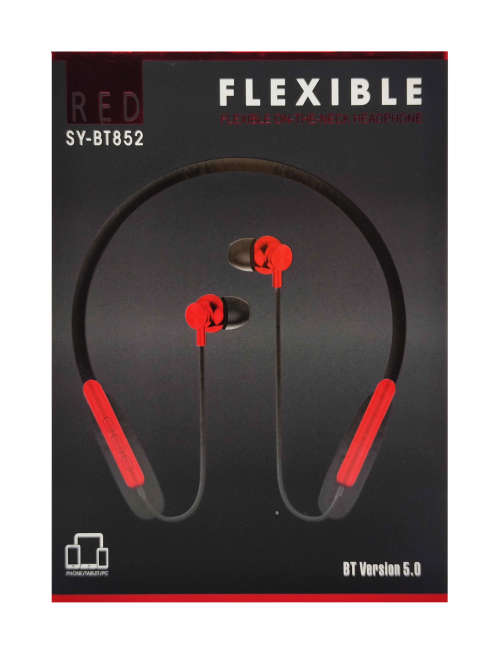 Bluetooth 5.0 Wireless Flexible on-the-neck Headphones - BT852 - Red