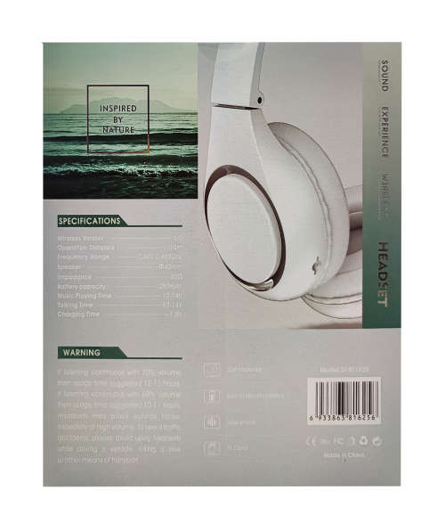 Bluetooth 5.0 Wireless Headphones - BT1625 - White