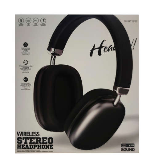 Bluetooth 5.1 Wireless Headphones - BT1632 - Black