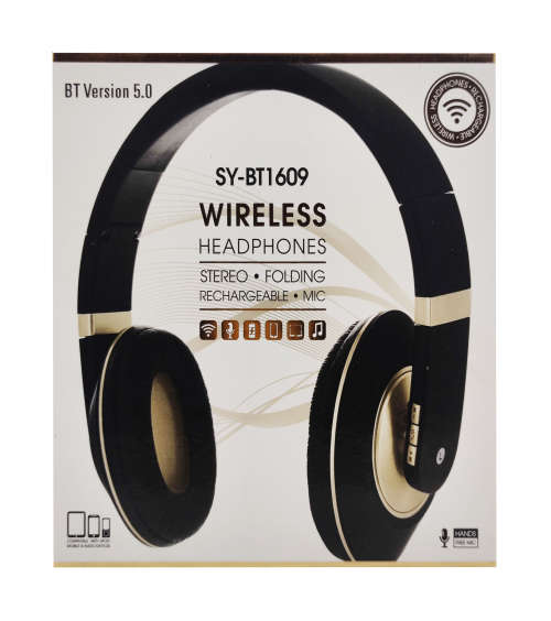 Bluetooth 5.0 Wireless Headphones - BT1609 - Gold