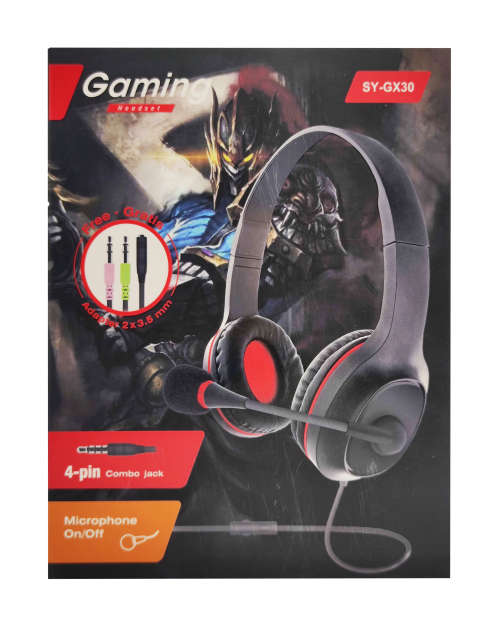 4-pin combo jack Gaming Headset - GX30- Red