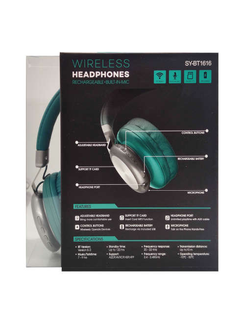 Bluetooth 5.0 Wireless Headphones - BT1616 - Green