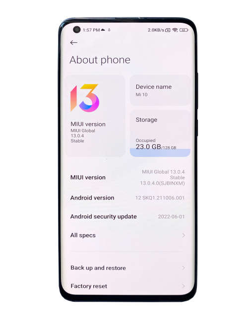 Xiaomi Mi 10 Dual Sim 5G 8/128GB Sky Blue