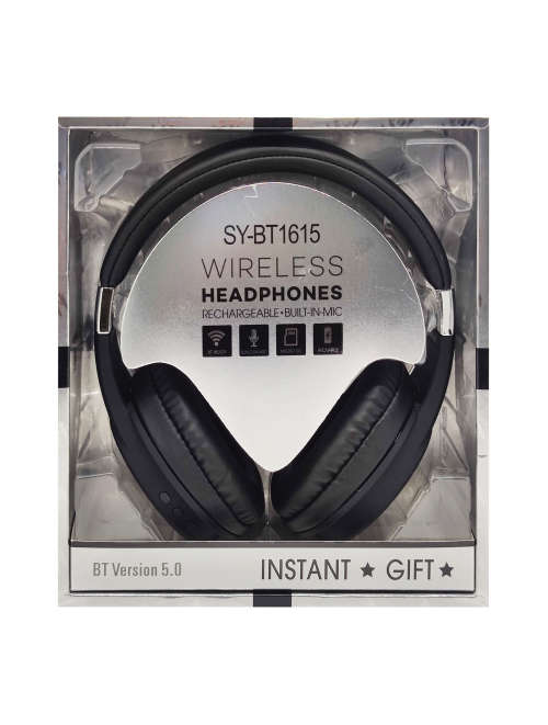 Bluetooth 5.0 Wireless Headphones - BT1615 - Black
