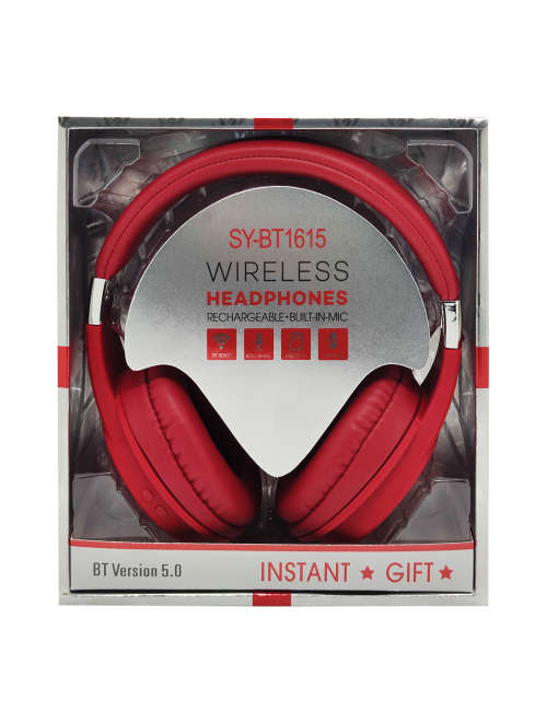 Bluetooth 5.0 Wireless Headphones - BT1615 - Red