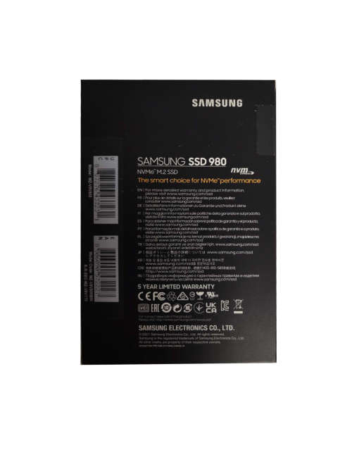 Samsung 980 500GB M.2 PCI-e 3.0 NVMe Solid State Drive (SSD) / Maximum Read Speed 3,100 MB/s / Maxim