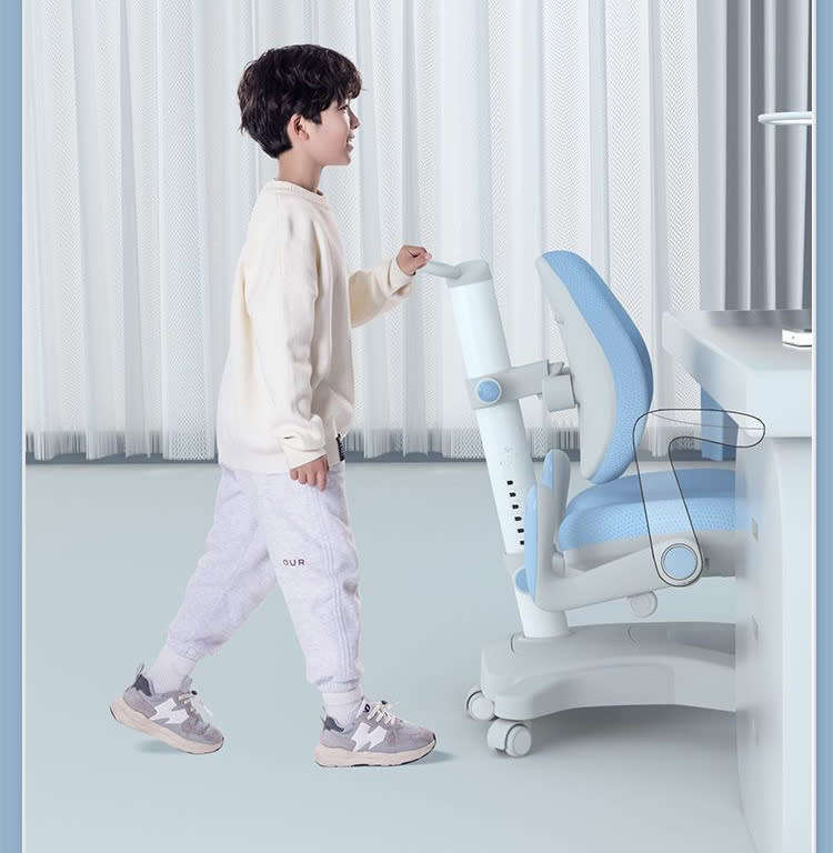 Kids Ergonomic Chair, Adjustable Height and Depth with Gravity Self-Lock Wheel - Pink