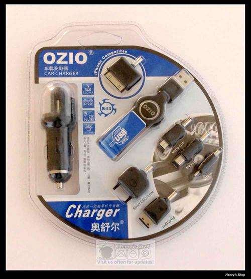 6 in 1 OZIO usb mobile car charge kit