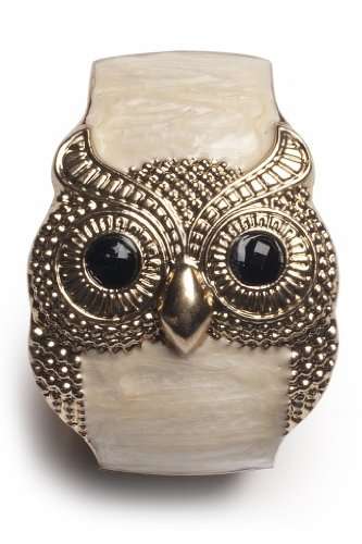 Enamel Vintage Style Retro Owl Cuff Bangle Bracelet (White)