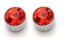 ***True Grace Accessories** magnet magnetic earrings silver plated Shine Bright like a Diamond (Red)