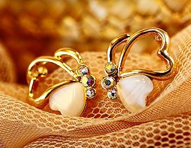 ***True Grace Accessories*** Butterfly Heart Shape Stud Earrings (White)