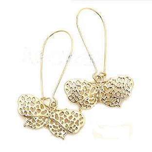 ***True Grace Accessories*** Gold Tone Hollow Butterfly Elegant Hoop Earrings