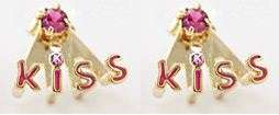 ***True Grace Accessories*** Cute KISS Stud Earrings (Pink)