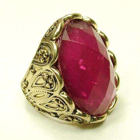 ***True Grace Accessories*** Retro Palace Vintage Faceted Bronze Ring (Red)