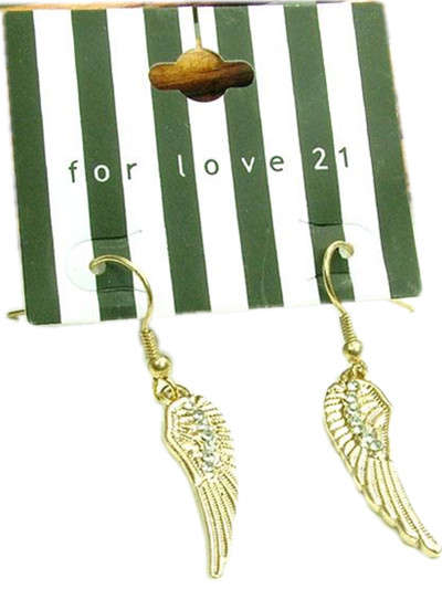 ***True Grace Accessories*** Gold Tone Wings Exquisite Dangle Earrings