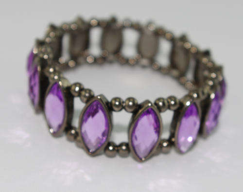 Mysterious Violet Rhinestone Bracelet Stretch Natural
