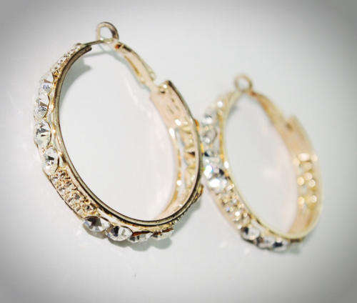 ***True Grace Accessories*** Super Bling Bling Bling Gold Tone Hoop Earrings