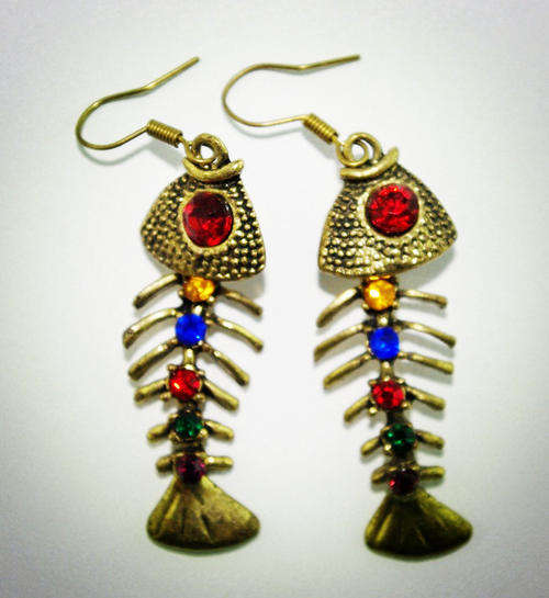 Retro Bronze Fish Dangle Earrings
