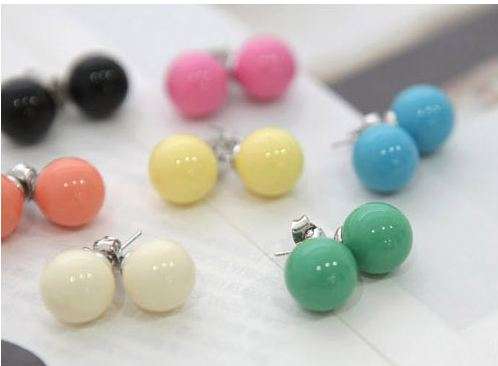 ***True Grace Accessories*** Lovely Candy Ball Stud Earrings (Pink)