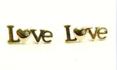 ***True Grace Accessories*** Gold Tone LOVE Stud Earrings